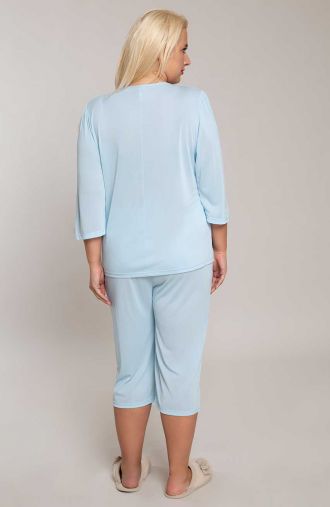 Zila pidžama ar Mewa mežģīņu apdari