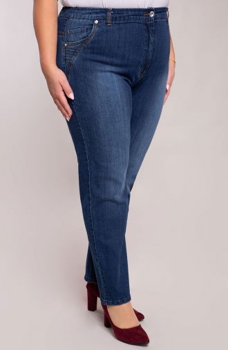 Kokvilnas džinsa bikses ar vidēju garumu