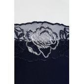 Elegants tumši zils kostīms ar rozēm