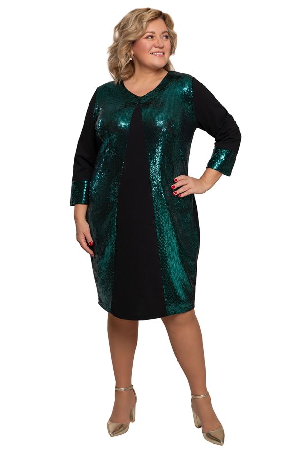Vienkārša smaragda krāsas fliteru kleita