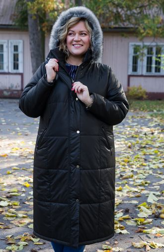 Melna izolēta gara jaka ar kapuci