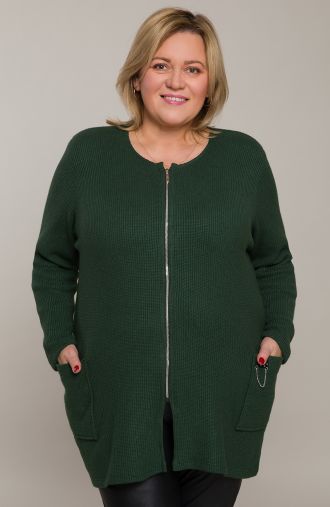 Zaļš garš džemperis ar kabatām