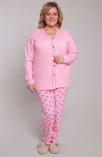 Rozā rakstainas kokvilnas pidžamas