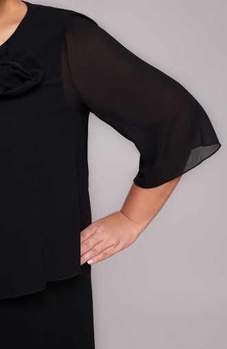 Eleganta melna kleita ar rotājumu