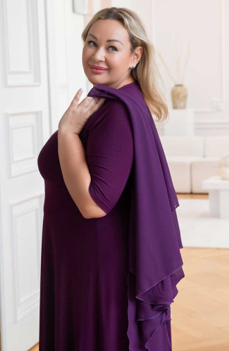Gara violeta kleita ar mantiļu
