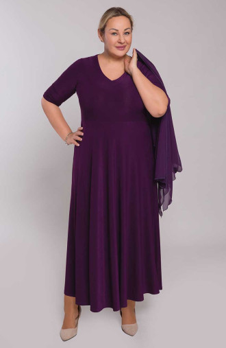 Gara violeta kleita ar mantiļu