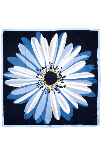 Tumši zila šalle ar zilu ziedu