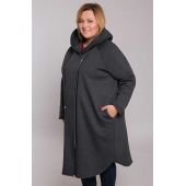 Grafīta gara silta jaka ar kapuci